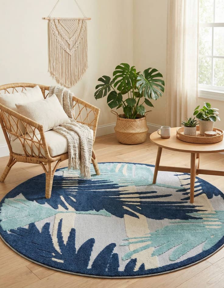 Detail image of 5' 3 x 5' 3  Washable Aruba Indoor / Outdoor Round Rug