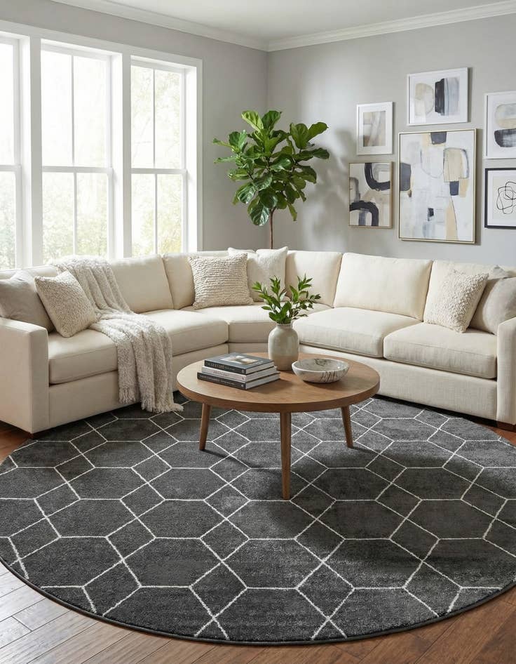 Detail image of  12' x 12' Lattice Frieze Round Rug