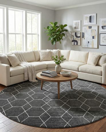  12' x 12' Lattice Frieze Round Rug