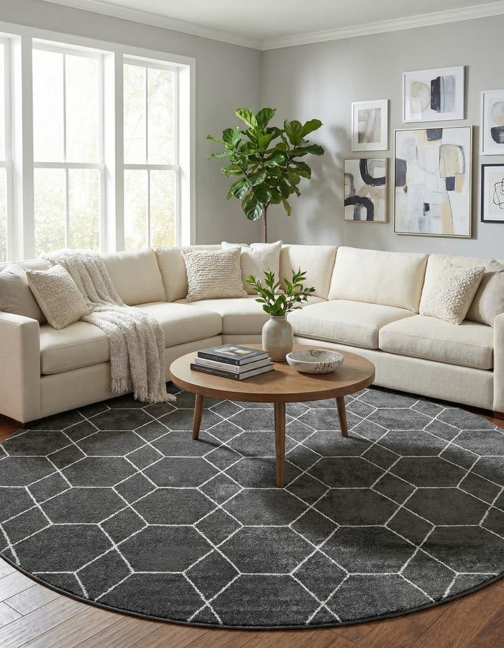 12' x 12' Lattice Frieze Round Rug