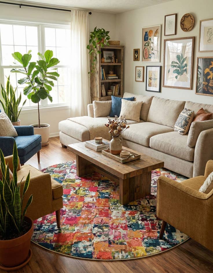 Detail image of 8' x 8'  Washable Casablanca Round Rug