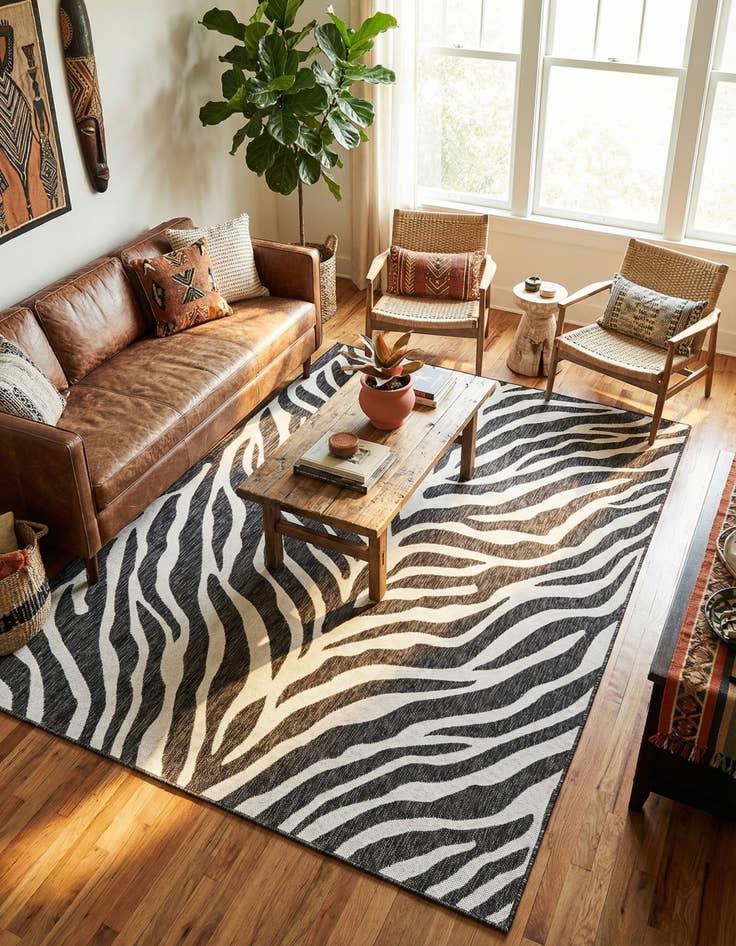 Detail image of 5' 3 x 8'  Washable Safari Indoor / Outdoor Rug