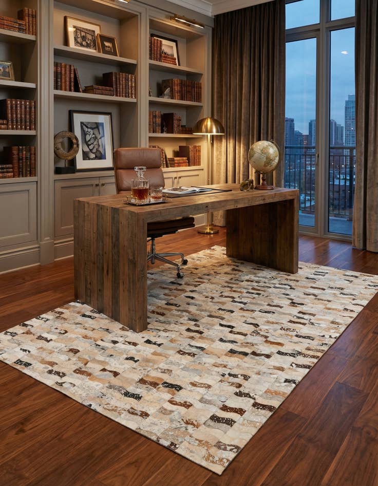 Detail image of 5' x 8' Cowhide Leather Rug