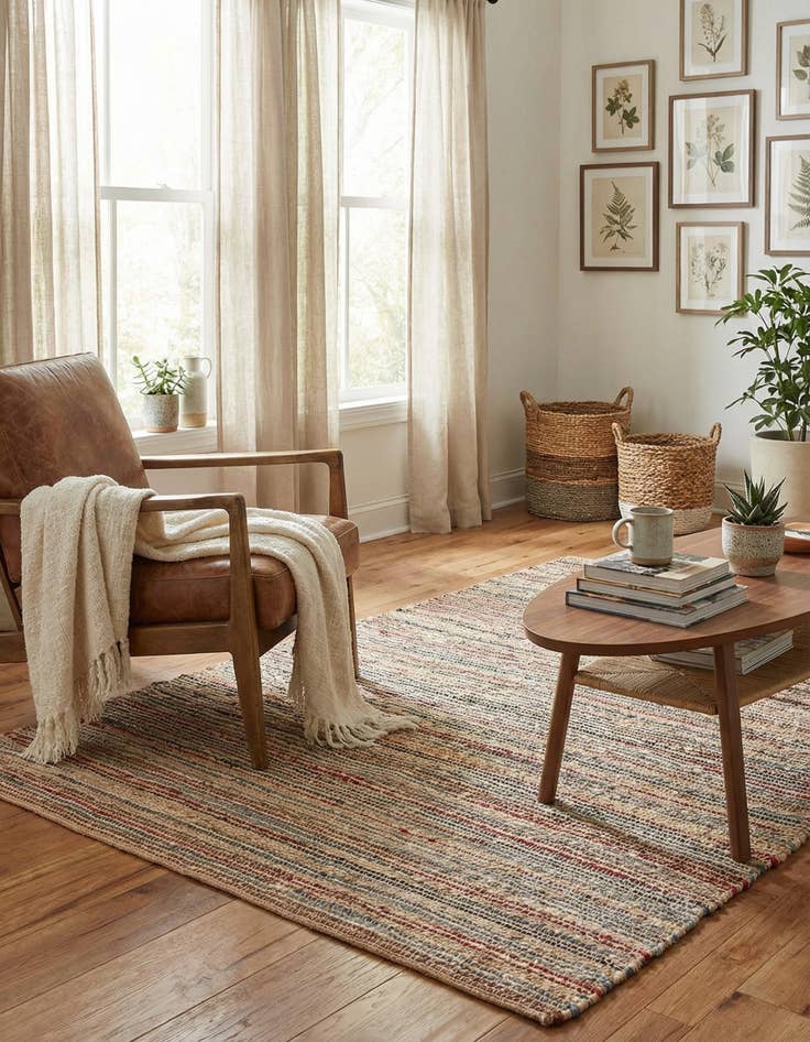 Detail image of  4' 1 x 6' 1  Hand Woven Chunky Jute Rug