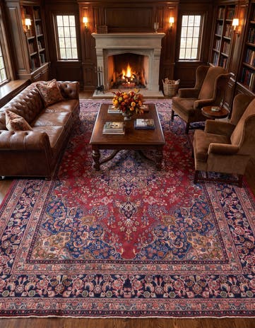 9' 8 x 12' 8 Hand Knotted Mashad Persian Wool Rug