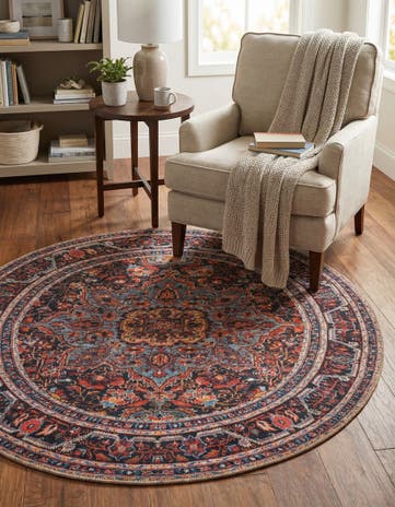 5' x 5' Washable Timeless Round Rug