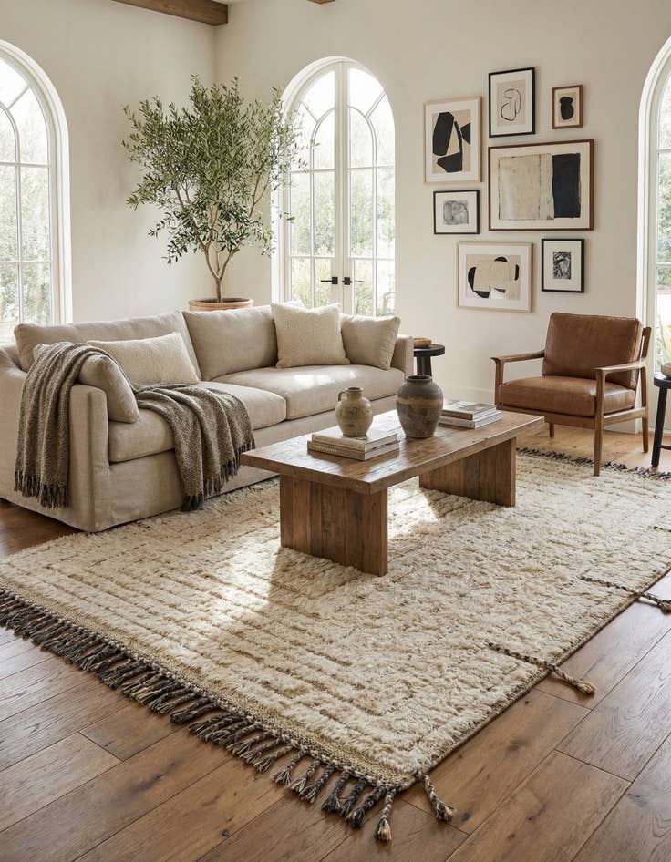 Detail image of  5' 4 x 6' 8  Hand Knotted Moroccan Wool Rug