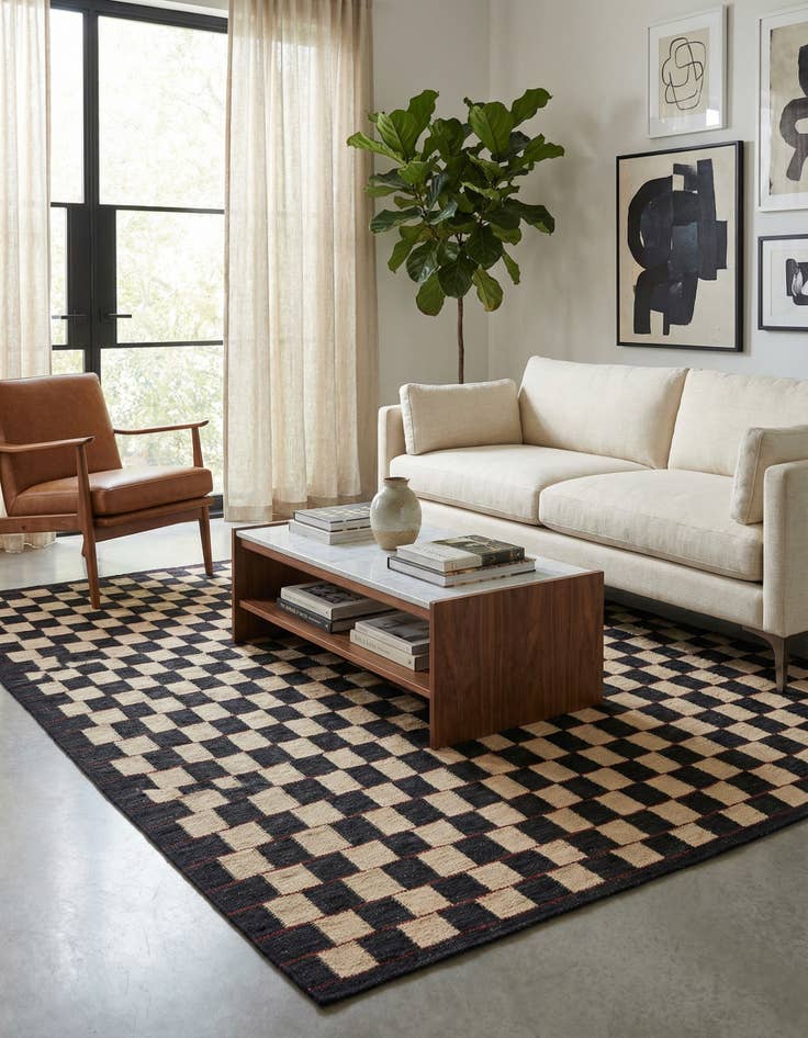 Detail image of 5' x 6' 3  Hand Woven Kilim Modern Wool Rug