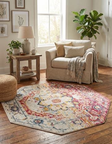 Pink Gray Madeline Vintage Octagon Rug