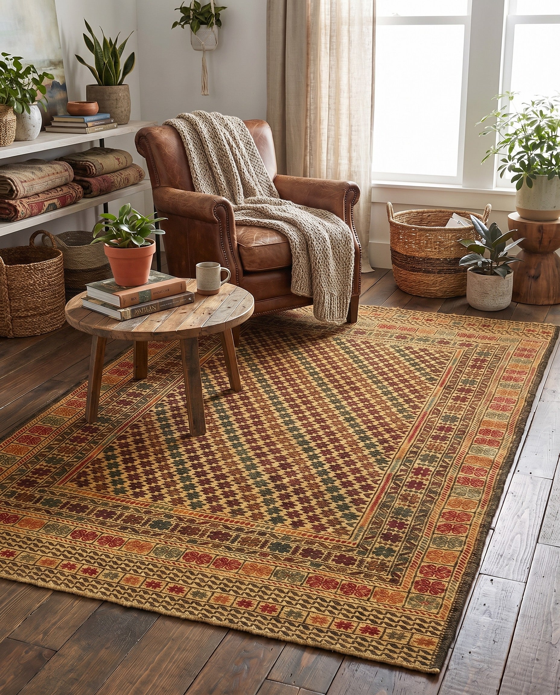 3' 10 x 6' 7 Hand Knotted Sumak Wool Rug