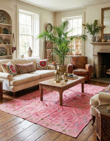 5' 3 x 7' 5 Hand Woven Kilim Suzani Wool Rug