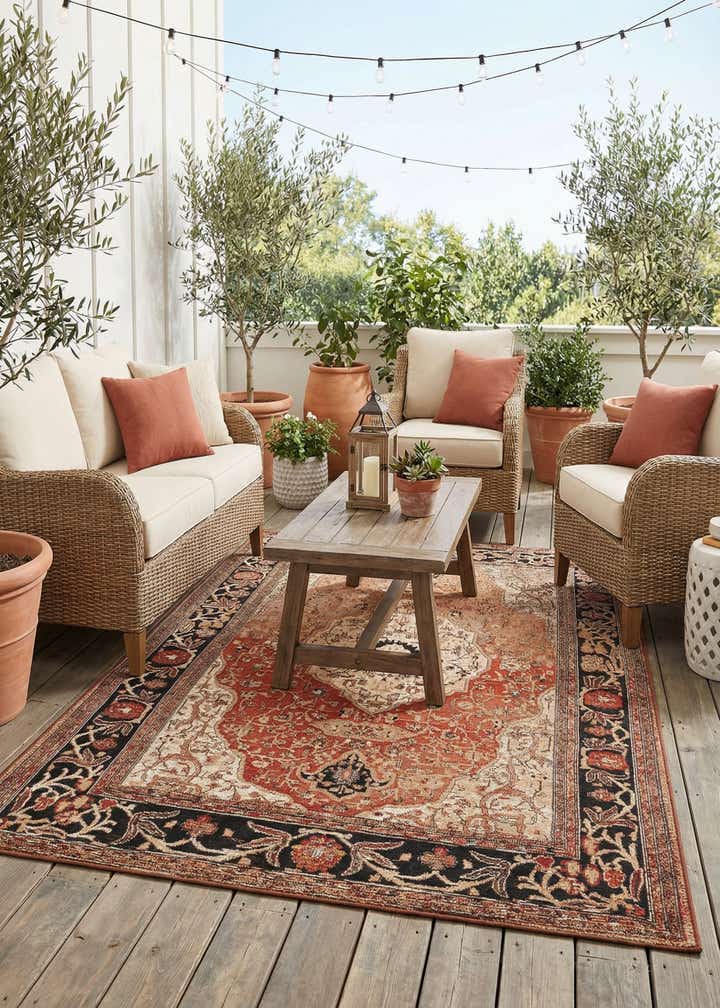 5' x 7' Easy-Clean Traditional Indoor / Outdoor Rug