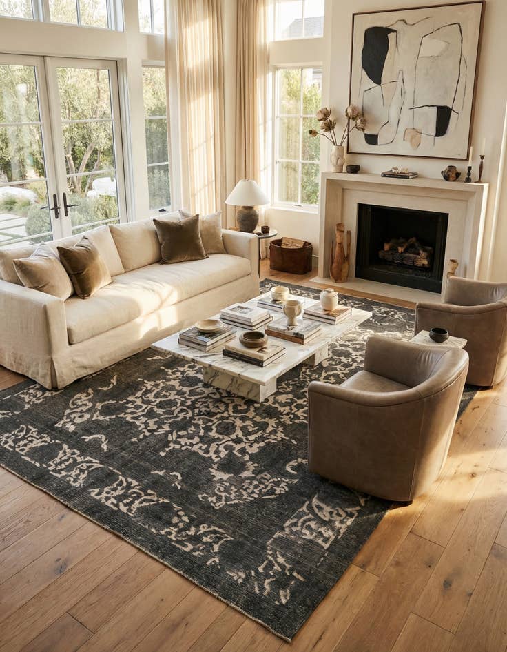 Detail image of 9' 6 x 13'  Hand Knotted Ultra Vintage Persian Wool Rug