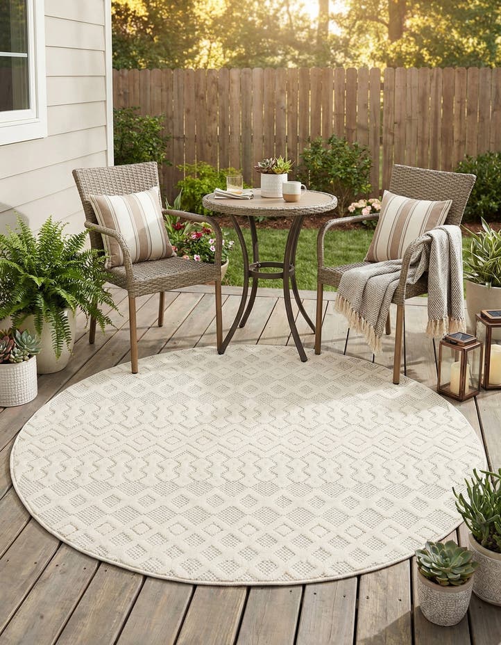5' 3 x 5' 3 Easy-Clean Trellis Textured Indoor...