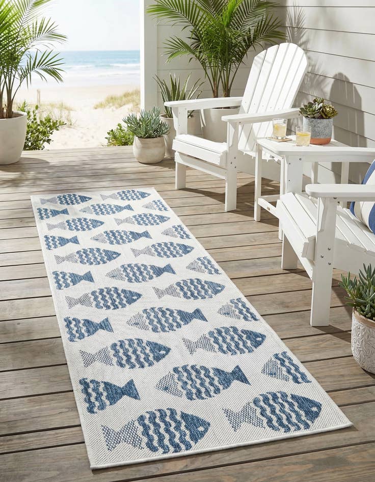 Detail image of 2' x 6' Easy-Clean Coastal Indoor / Outdoor Runner Rug