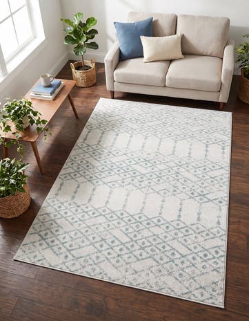 Ivory Aqua Paxon Trellis Rug