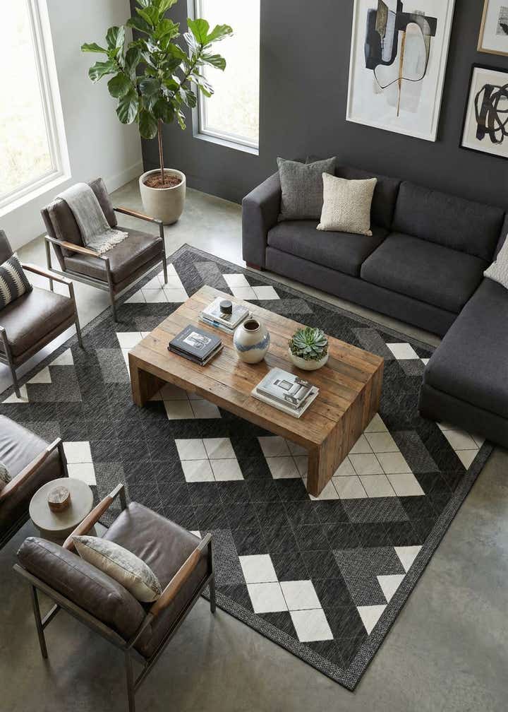 12' x 12' Easy-Clean Modern Indoor / Outdoor Square Rug