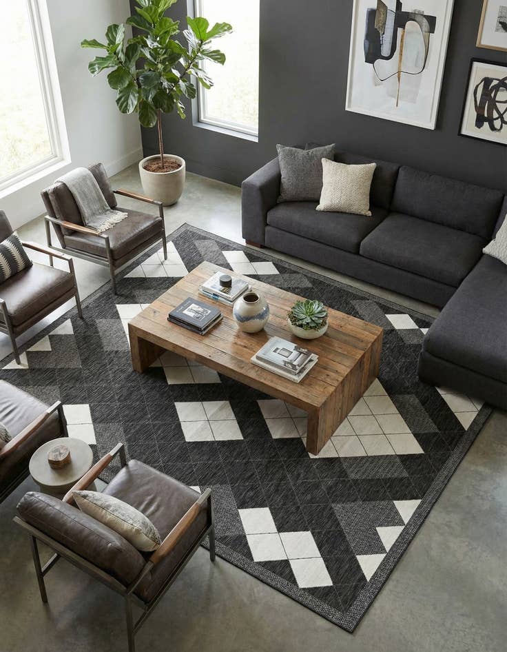 Detail image of 12' x 12'  Washable Modern Indoor / Outdoor Square Rug