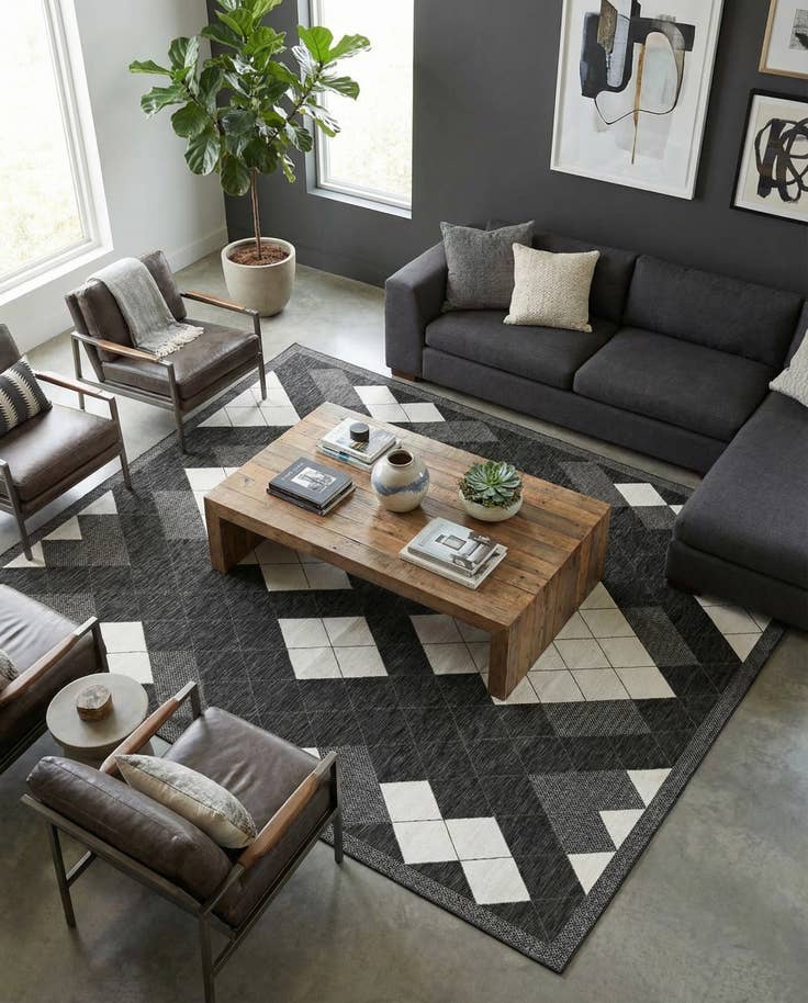 Detail image of 12' x 12' Easy-Clean Modern Indoor / Outdoor Square Rug