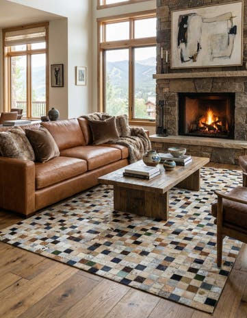 5' 1 x 8' Cowhide Leather Rug