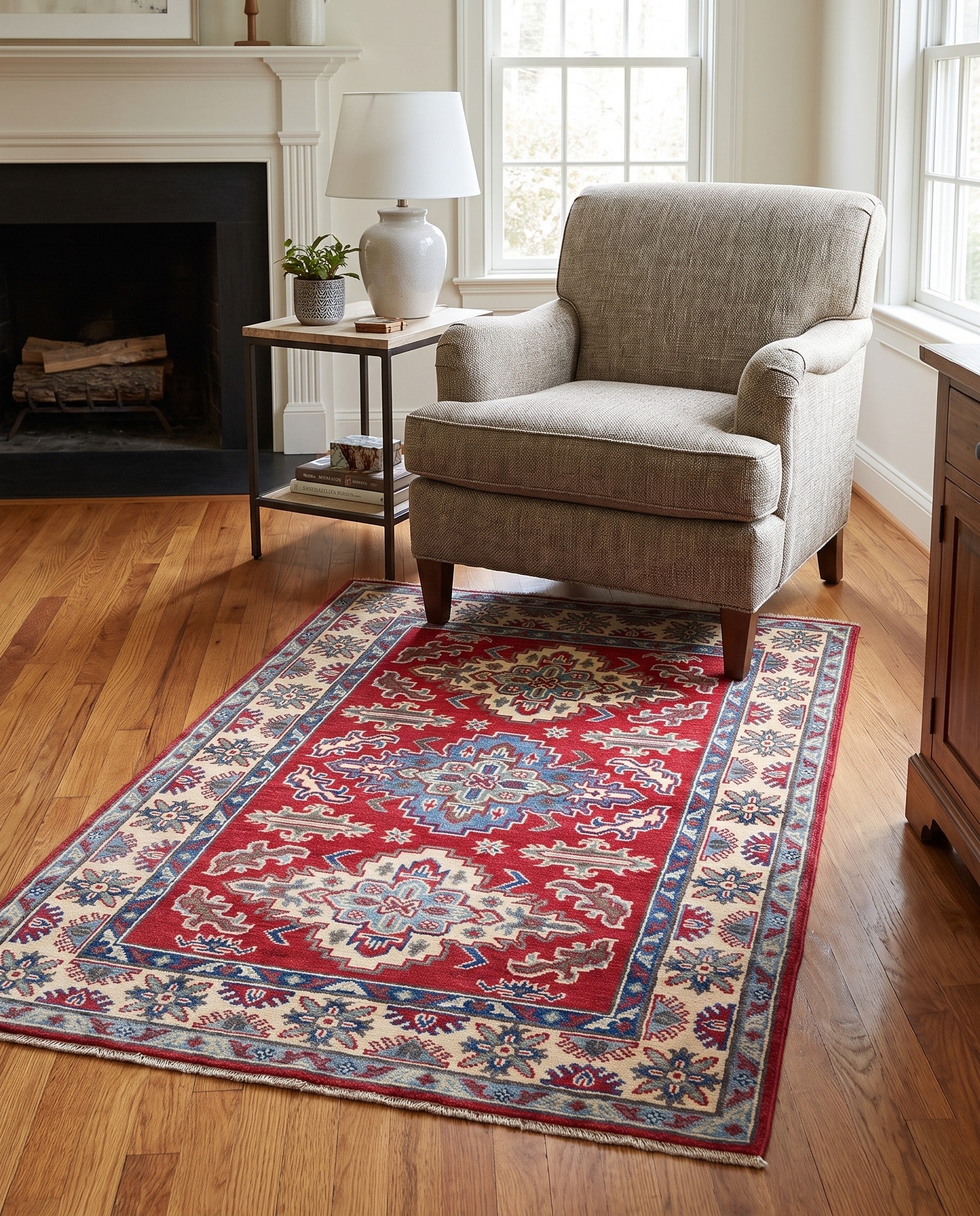 3' 5 x 4' 11 Hand Knotted Kazak Rug