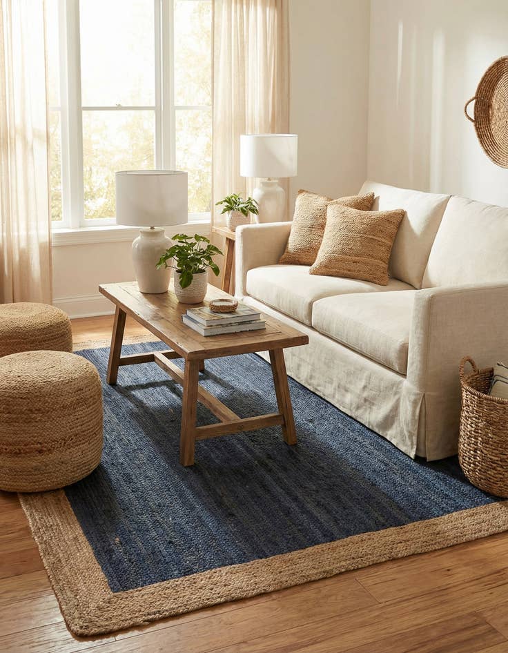 Detail image of 6' 1 x 9'  Hand Braided Jute Rug