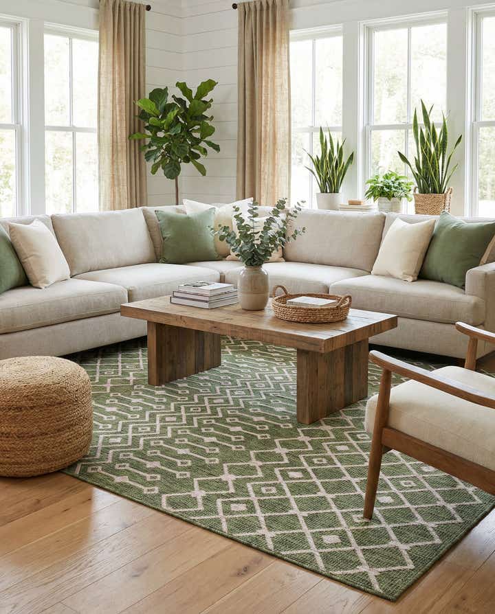 7' 10 x 11' Easy-Clean Lattice Indoor / Outdoor Rug