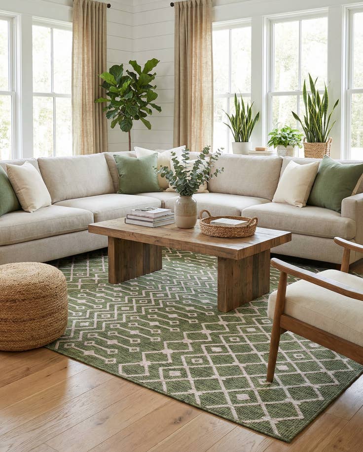 Detail image of 7' 10 x 11' Easy-Clean Trellis Indoor / Outdoor Rug