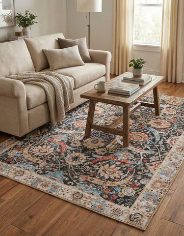 Black Washable Timeless Rug