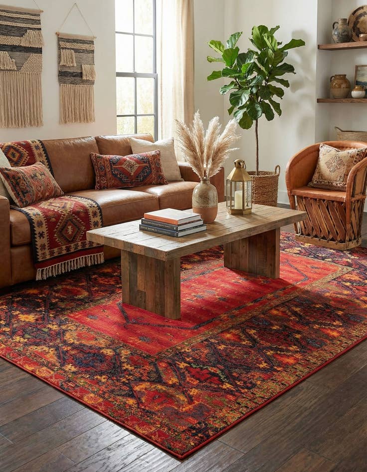 Detail image of  10' x 14'  Washable Tribal Indoor / Outdoor Rug