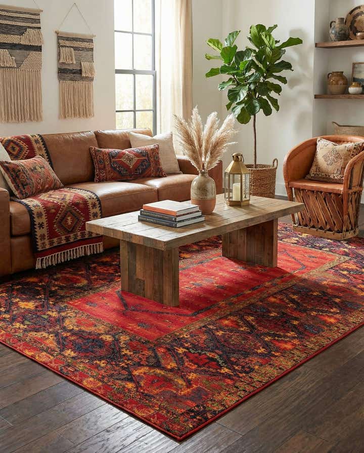 10' x 14' Easy-Clean Tribal Indoor / Outdoor Rug