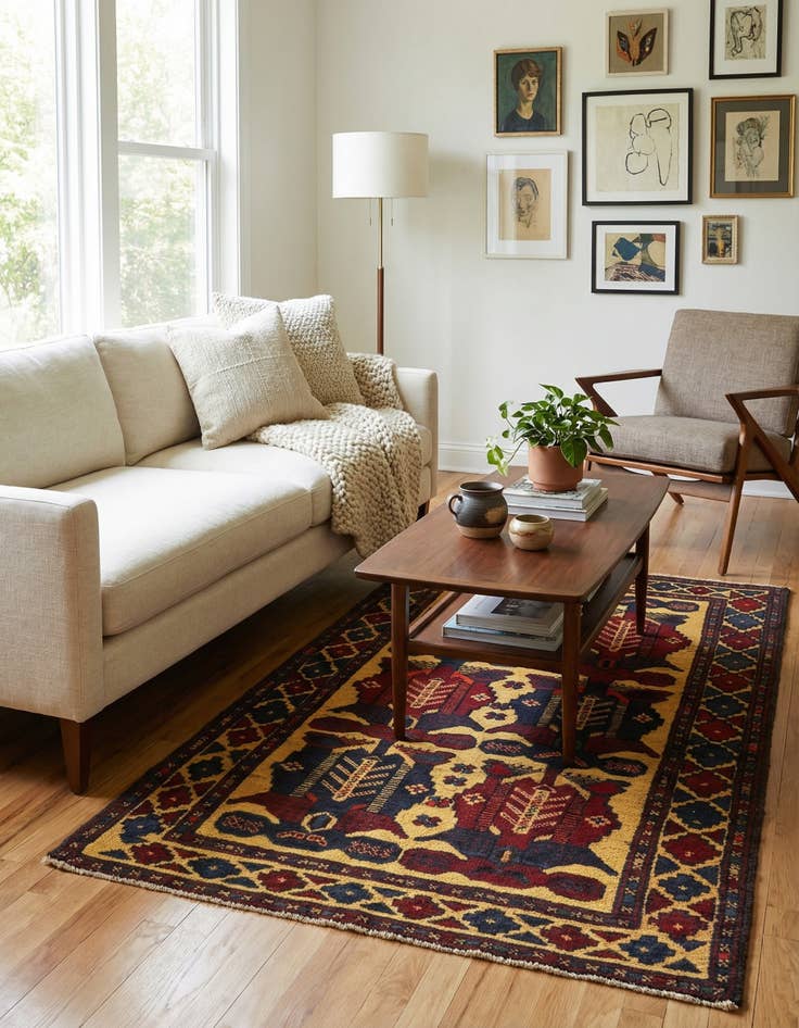 Detail image of 2' 8 x 4' 11  Hand Knotted Sumak Wool Rug