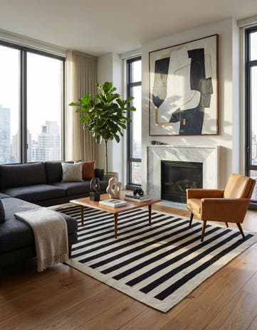 6' 7 x 9' 9 Hand Woven Kilim Modern Wool Rug