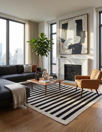 6' 7 x 9' 9 Hand Woven Kilim Modern Wool Rug