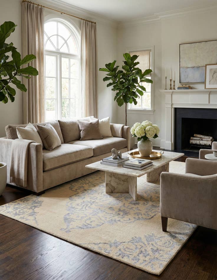 Detail image of 4' 10 x 8'  Hand Knotted Darya Rug