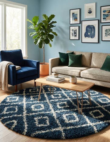 6' x 6' Lattice Shag Round Rug