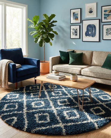  6' x 6' Lattice Shag Round Rug