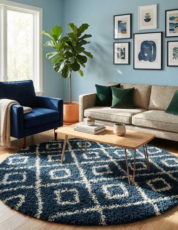 6' x 6' Lattice Shag Round Rug