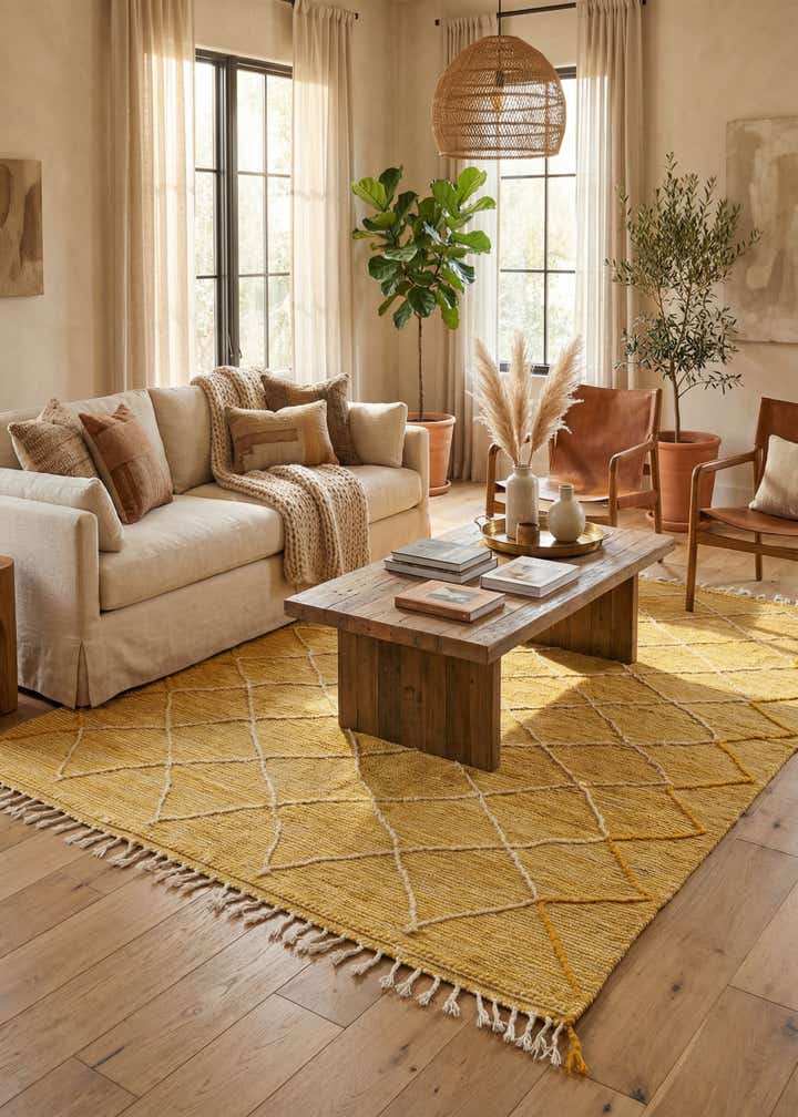 6' 9 x 10' 4 Hand Knotted Moroccan Wool Rug