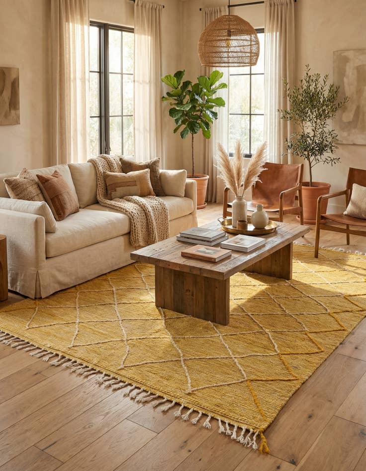 Detail image of  6' 9 x 10' 4  Hand Knotted Moroccan Wool Rug