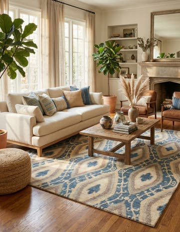5' x 6' 5 Hand Knotted Ikat Rug