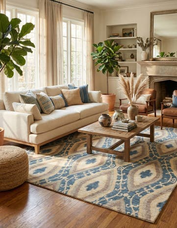 5' x 6' 5 Hand Knotted Ikat Rug
