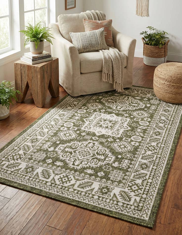 Detail image of 3' x 5' 3  Washable Aztec Indoor / Outdoor Rug