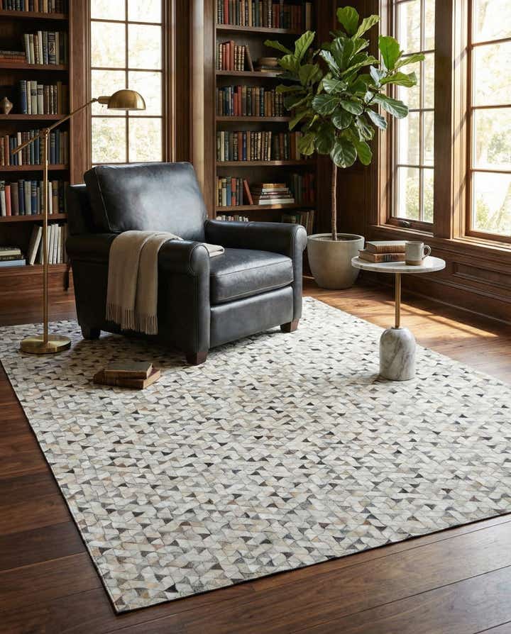 7' 10 x 9' 10 Cowhide Leather Rug