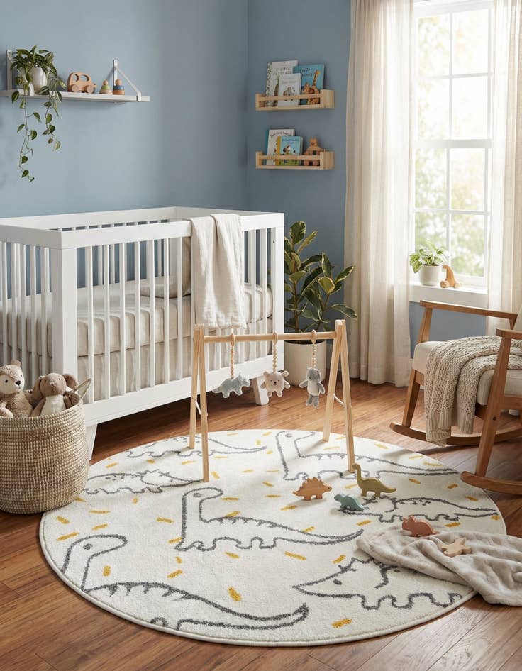 Detail image of 3' 3 x 3' 3 Dinosaur Whimsy Kids Round Rug