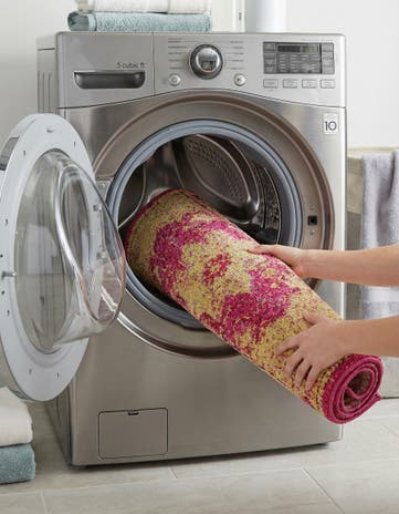 Pink Washable Fleur Runner Rug