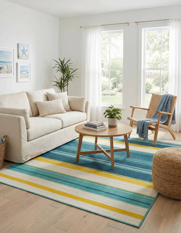 Detail image of 6' x 9'  Washable Border Indoor / Outdoor Rug