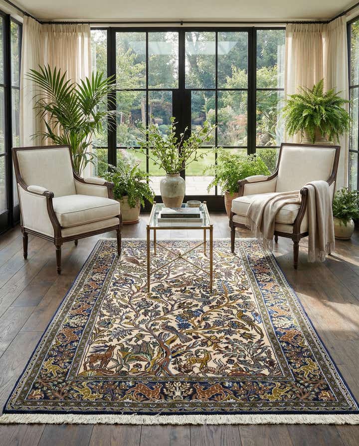 3' 4 x 5' 7 Hand Knotted Qom Persian Rug