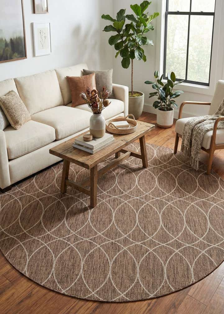 10' x 10' Easy-Clean Trellis Indoor / Outdoor Round Rug