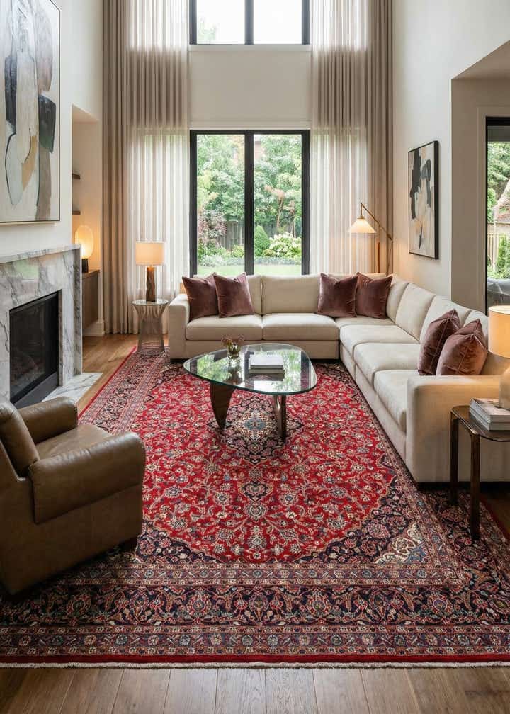 9' 9 x 12' 8 Hand Knotted Mashad Persian Wool Rug